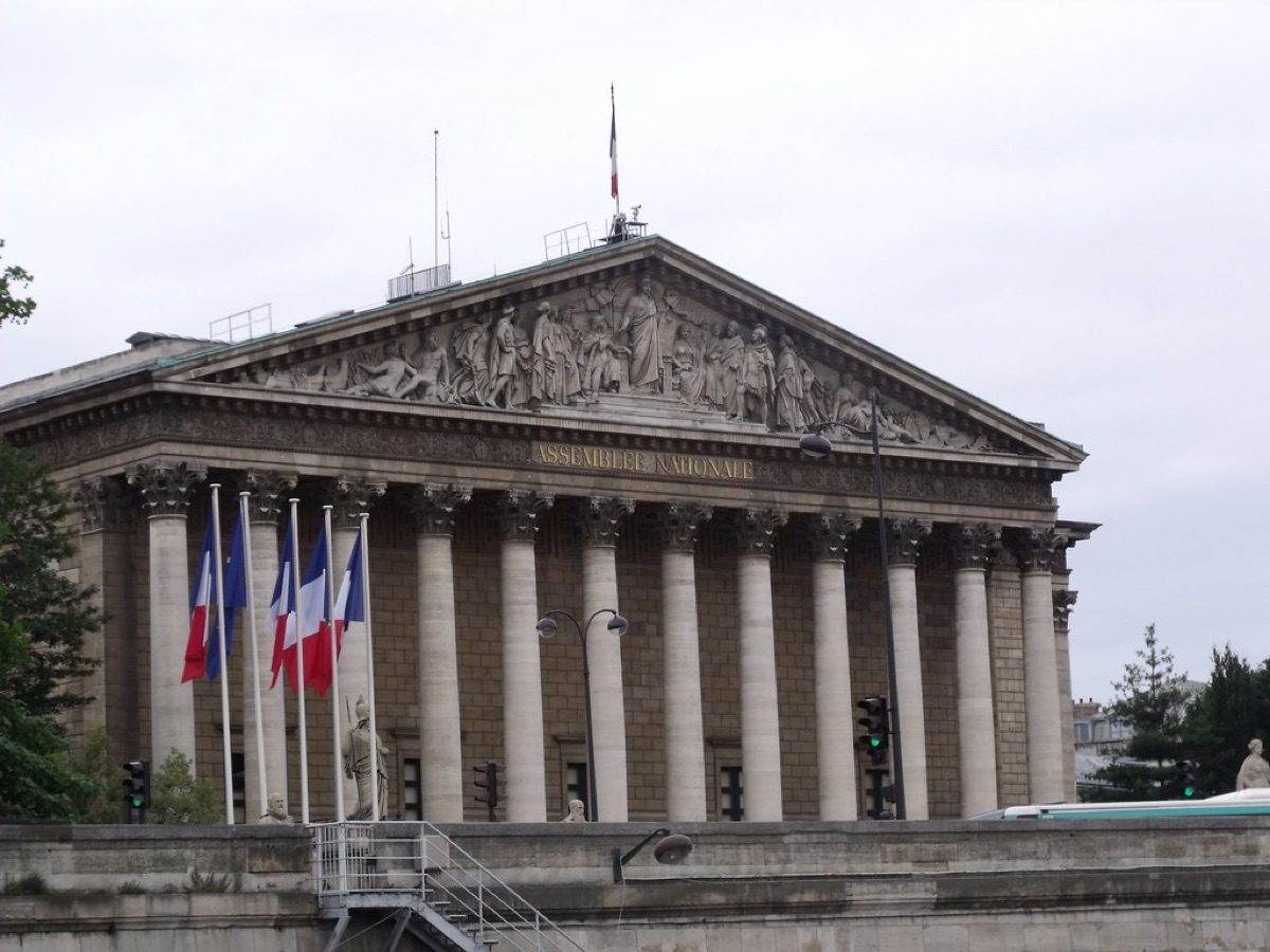 bandera de francia con edificios