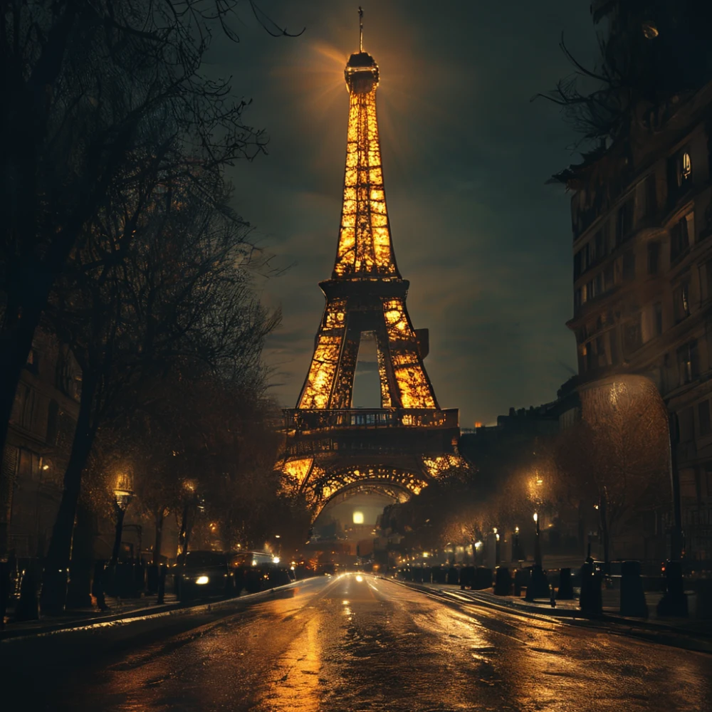 eiffel tower at night