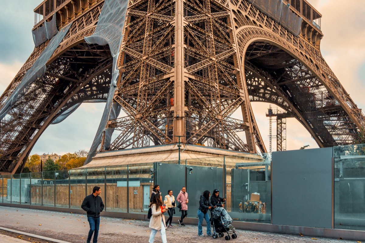 Eiffel Tower with diverse people in background